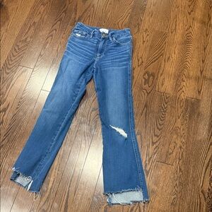Frame Denim Blue Distressed Flare Jeans